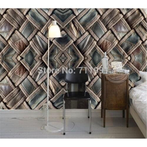 Custom retro wallpaper 3D leather leather for the living room TV background wall vinyl wallpaper Papel store de parede