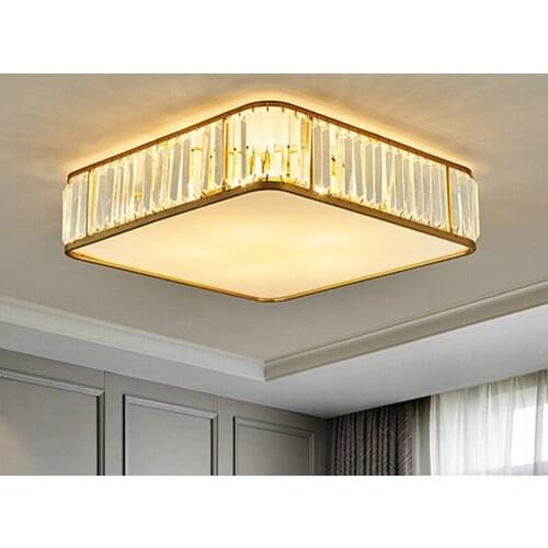 Luxury Modern Minimalist Square Crystal Ceiling Chandelier Bedroom Living Room Study Dining Room Led Lighting