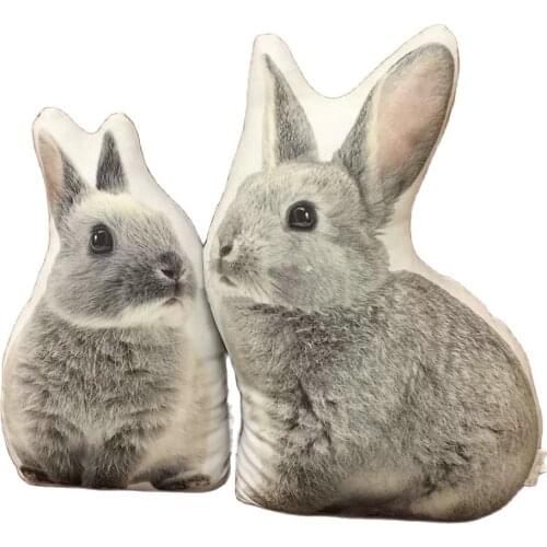 Super Hypersimulation 3D Printed Japan Rabbit Stuffed pillow Gray hare Throw Pillow Home Decor Sofa Cushion For Her Lifelike toy