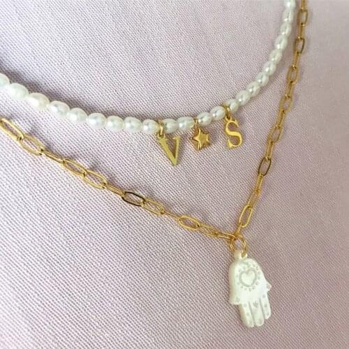 Turkey Lucky Fatima mother pearl shell Hamsa Hand Charms pendant necklace women fashion jewelry Accessories handmade bijoux