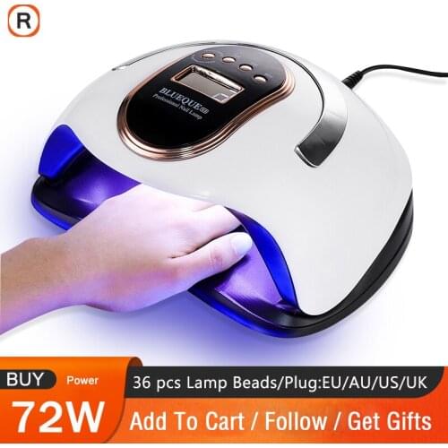 72W UV LED Lamp for Nails Dryer Machine 36 leds Lamp for Curing Gel Varnish Nail Polish Drying Manicure Tool With Auto Sensor