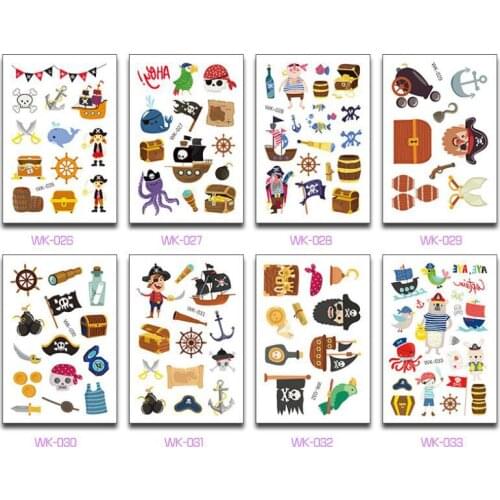 Temporary Tattoo Waterproof Cartoon Pirate Body Art Sticker Fake Tattoos Kids Children 30pcs
