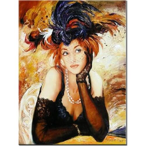 Cross Stitch Diamond Painting Hat Women Full Square Surrounded Diamond Embroidery Puzzle 5d Mosaic Kit Portrait Gift,N1183