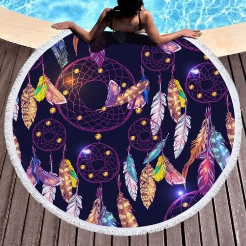 Dream catcher feathers Bath towels microfiber towel For home large beach towels Fringed beach towel Round beach towel Beach mat