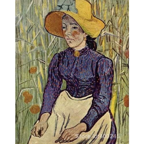 Famous art painting for living room Peasant Woman Against a Background of Wheat Vincent Van Gogh High quality Hand painted