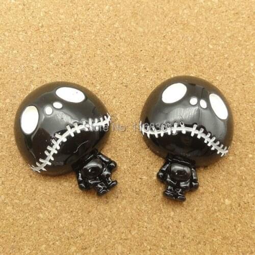 1pcs/lot resin flat back Halloween black ghost 28mm Cabochons Hair Bow Center DIY Christmas decration C119-2