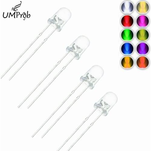 10 Colors 3MM Round LED Light Diode Green/Yellow/Blue/White/Red/Warm White/Orange/Purple/Pink/Yellow Green LED Kit