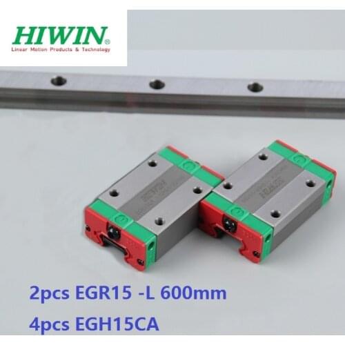 2pcs origial Hiwin rail EGR15 -L 600mm linear guide + 4pcs EGH15CA carriage blocks for CNC router
