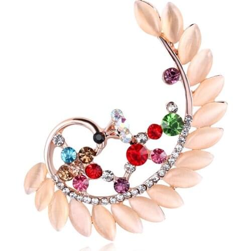 2021 Fashion Rhinestone Opal Peacock Brooch for Women Wedding Brooches Pin Collar Scarf Decoration Fashion Animal Jewelry