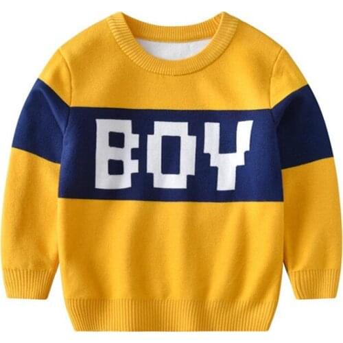Boys Sweaters Clothes Sping Baby Boy Cotton Letter Bottoming Shirt Twisted Knit Pullover For 3-8 Years