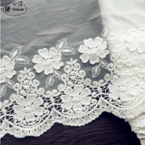 5 Yards/ Lot Width 23cm White Embroidered Lace Fabric DIY Handmade Materials Lace Trim, Clothing Accessories Lace RS2107