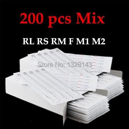 Freeshipping 200PCS Tattoo Machine Needle Round Liner Shader Magnum MIX LOT MIXED ASSORTED Sterilize Tattoo Needles
