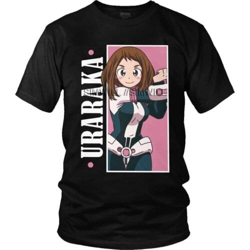 Boku No Hero Academia Ochako Uraraka T-shirt Men Novelty T Shirt Short Sleeve 100% Cotton Anime Manga Tshirt Urban Tees Tops
