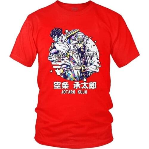 Jojo Bizarre Adventure Tshirts Men Leisure Tee Tops Cotton T Shirts Short Sleeve Anime Manga Jotaro Kujo T-shirt Gift Clothing
