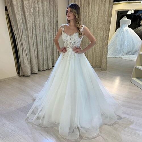 Hot Selling Elegant Garden Wedding Dress New Arrival Applique Bead Tulle Church Bridal Gown