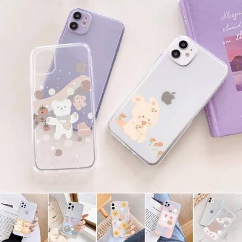 Ilustrasi kartun hewan lucu Phone Case For iphone 12 11 mini x xs xr pro max 8 7 6s 6 5 5s 5c se plus Transparent soft