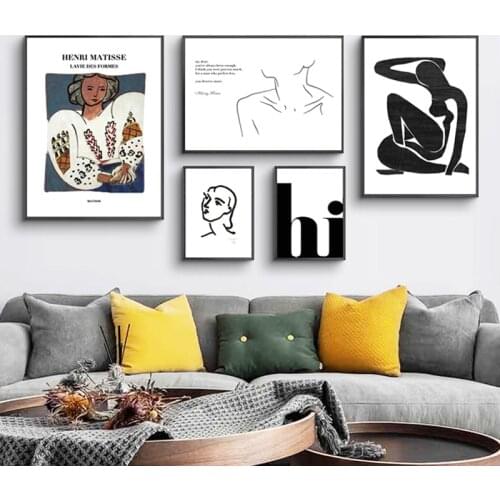Matisse Art Picture Abstract Woman Line Drawing Canvas Wall Poster Prints Minimalist Modern Painting Home Decor Free Shipping