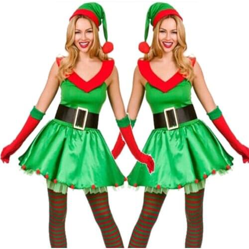 Christmas Party Costume Childrens Christmas Green Elf Costume Santa Claus Fancy Dress Costumes Cosplay Clothing
