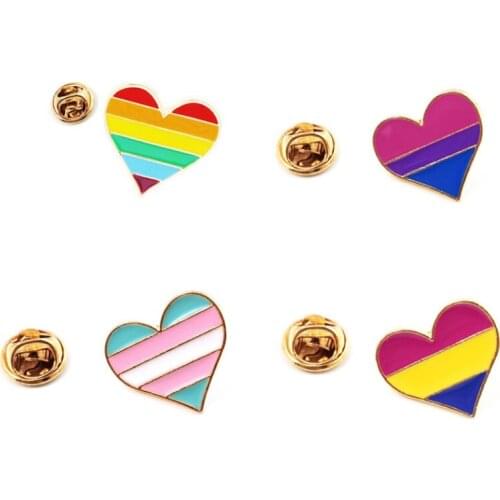 LGBT Gays Les Pride Love Heart Brooches Rainbow Enamel Pin Metal Button Badge Clothes Backpack Pins Jewelry Gift Friends
