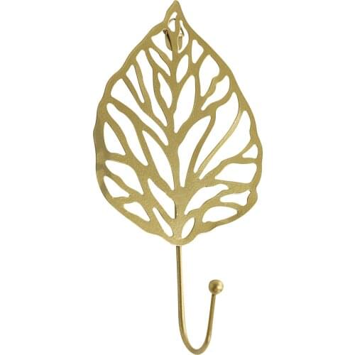 Metal Hook Home Wall-Mounted Leaf Shaped Decorative Clasps Storage Rack for Sitting Room Bedroom