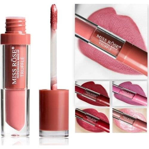 MISS ROSE Brand Nude Matte Lipstick Lips Moisturizer Metal Color Liquid Lipstick Matte Lip Gloss Beauty Makeup Cosmetics