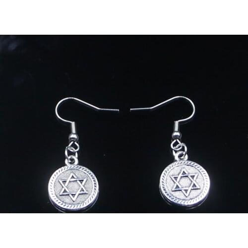 Fashion Handmade Simple Design 15mm Star Of David Shield Of David Drop Earrings For Women Gift Fashion Jewelry Cute Small Object