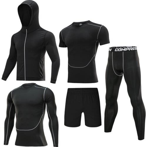 2020 Mens Tracksuit Compression Sports Suit Gym Fitness Clothing Running Jogging Sport Wear Training Exercise Workout Tights