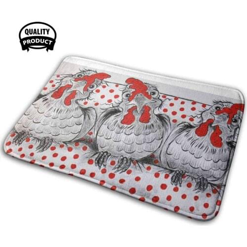 Chooks On The Couch Soft House Family Anti-Slip Mat Rug Carpet Sally Chooks Chickens Dots Acrylic Charcoal Comedy Humour