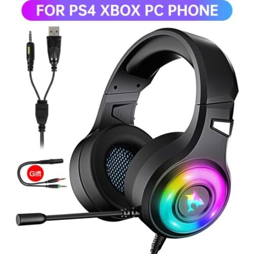 Cool RGB Breathing light Headset Gamer For PS4 7.1Surround Sound Wired Gaming Headphones With Noise Reduction Microphone For PC