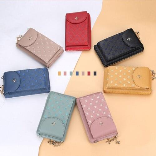 New Cross-body Mobile Phone Shoulder Bag Pouch Yellow Bag For Women Small Handbag Female Long Purse Coin Cell Phone Bags