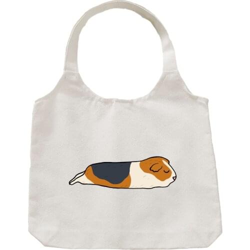 New Guinea Pig Cotton Canvas Totes Fashion Simlple Girls Shopping Bag Casual Women Cute Harajuku Tote Animals Print Life Pacakge