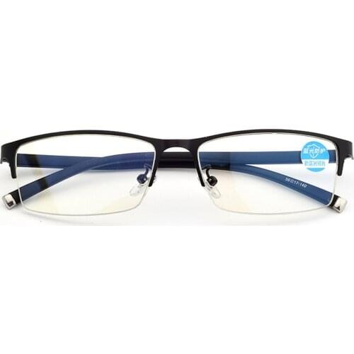 Fashion Retro Halfrim Metal Frame Blu Light Blocking Memory Temples Reading Glasses Business Men Women+1 +1.5 +2 +2.5 +3 +3.5 +4