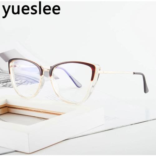 46941 Tr90 Plastic Titanium Cat Eye Glasses Frame Men Women Optical Fashion Anti Blue Light Computer Eyeglasses