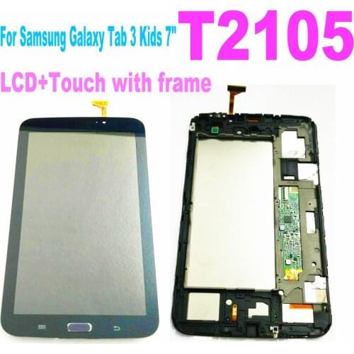 Original For Samsung Galaxy Tab 3 Kids 7" SM-T2105 T2105 T210 LCD Display Touch Screen Panel Digitizer Assembly with Frame