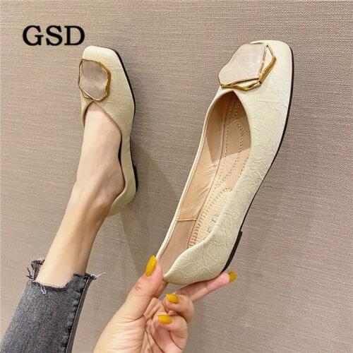 Metal decoration Women shoes for women Flats Autumn Square Head Shallow Casual Shoes for woman Flat Loafers zapatos de mujer
