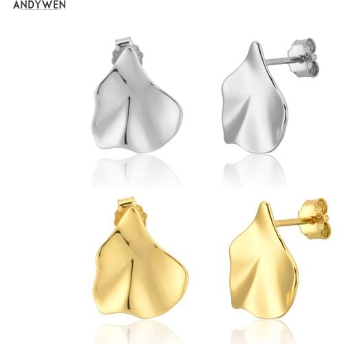 ANDYWEN 925 Sterling Silver Geometric Irregular Stud Earring 2020 Piercing Rock Punk Fashion Jewelry European Jewels Fashion