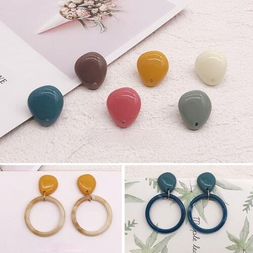 Morandi color irregular water drop earrings resin creative earrings sweet wild DIY earring materials