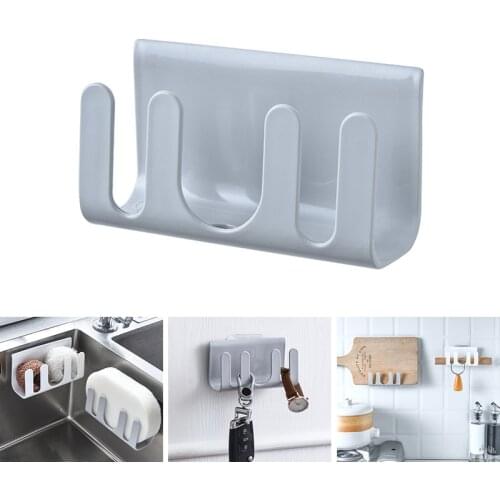 Kitchen Sink Sunction Sponge Rack Bathroom Soap Holder Key Storage Hook Selfhesion Storage Rack Kitchen Gadgets and Accessories