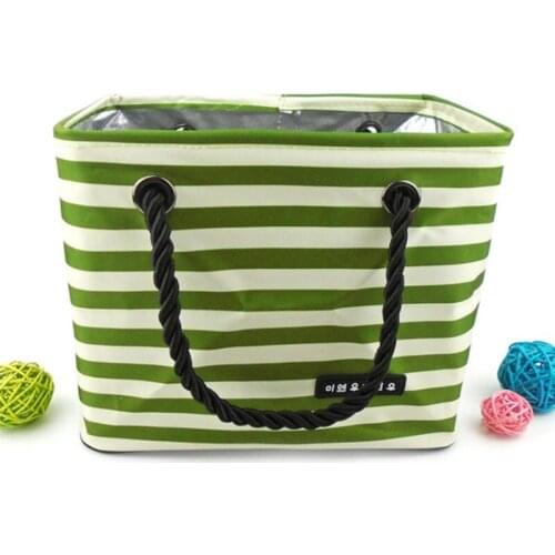 Food Picnic Lunch Bags For Women Kids Baby Tote Lunch Box Portable Insulated Bag Striped Thermal Bags