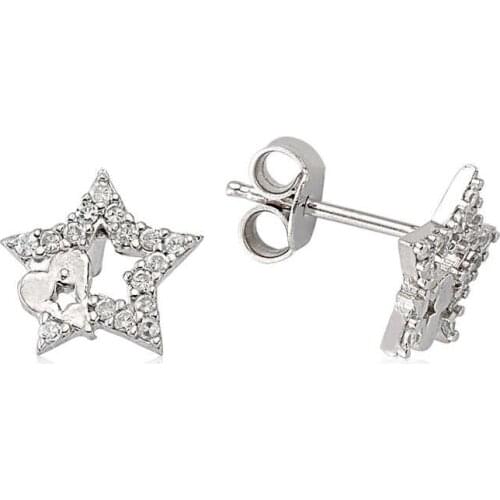 Tevuli 925 Sterling Silver Studded Star Earrings