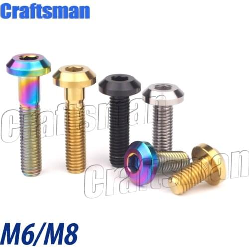 Titanium Bolt M6X 12 15 20 25 30 35mm / M8x 15 20 25 30 35 40mm Allen Key Button Head Ti Bolt Screw for Bicycle Motorcycle Brake