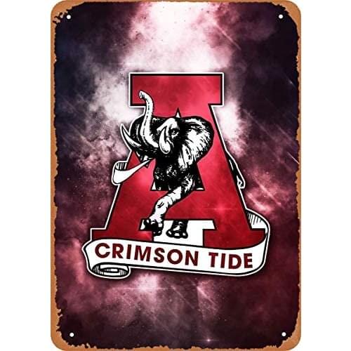 Vintage Look Metal Sign NCAA Alabama Crimson Tide 8"X12" Tin Plate Wall Decor