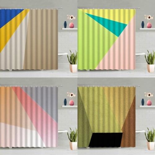 Geometric Shower Curtain Color Simple Pattern Background Decoration Bathroom Curtains Washable Polyester With Hooks Home Screen