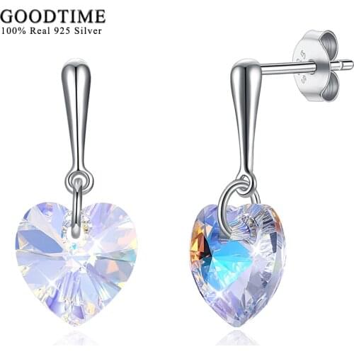 Earrings S925 Sterling Silver Heart Stud Earrings Sparkling Crystal Earrings for Women Fashion 925 Silver Jewelry Jewellery