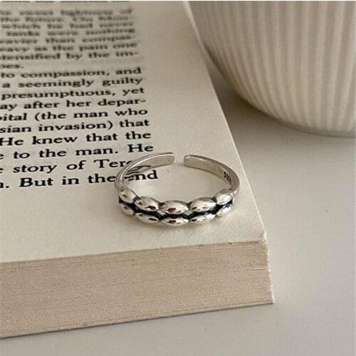 VENTFILLE 925 Sterling Silver Retro Distressed Double-layer Ring Temperament Personality Simple Design Sense Female Ins Style