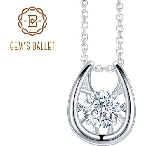 GEMS BALLET Love 925 Sterling Silver Jewelry Necklaces Women For Wedding 1Ct Twinkle Moissanite Diamond Pendant