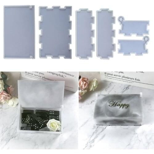 1 Set Domino Resin Storage Box Mould Epoxy Crystal Resin Silicone Mold for DIY Home Decoration Jewelry Making