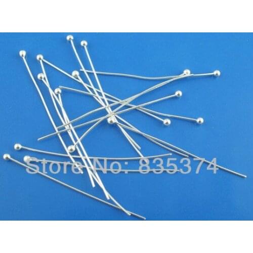 Free Shipping 1000pcs Silver Plated Ball Head Pins 0.5x40mm Jewelry Making Findings