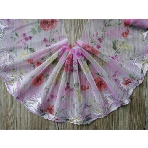 2Yds Embroidered Lace Trim Rose Flowers Handmade Dress Curtains Sleeves Decor Clothing Sewing DIY Tape Ribbons Craft New Arrival