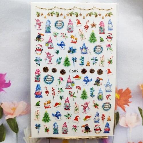 3D Nail Sticker Christmas Festival Nail Foil Glue Sticker Flower Bells Star Snowflake Stickers for Manicure Nail Art Decoration